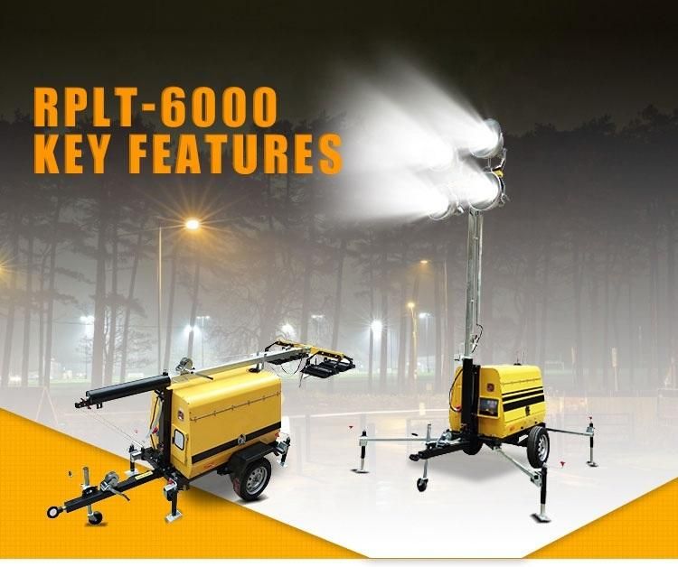 9m Mast 4*1000W Mobile Industrial Lighting Tower with Kubota Engine