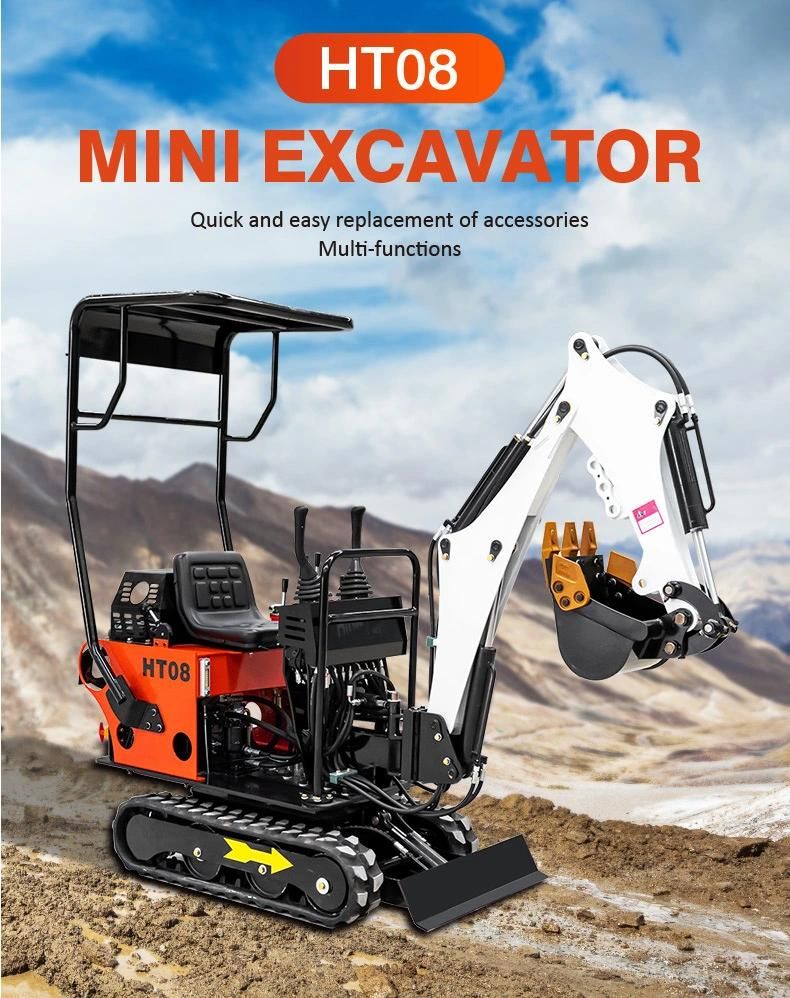 Wheel Crawler Cheap Mini Excavator Ht08 800kg for Sale Cheap Mini Excavators
