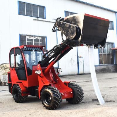 China 4 Wheel Drive 2ton Articulated Small Telescopic Loader Mini Wheel Loader Front End Loader for Farm and Garden
