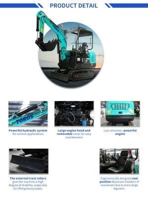 China Digger Machine Mini Tractor Excavator 2.2ton Excavator for Sale