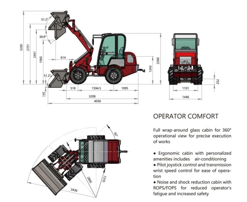 China Supplier Hzm Compact/Articulated/Multifunctional with CE/Kubota/Yanmar Engine Bucket/Fork/Attachments/Cab/Rops/Roll Bar 810 Mini Loader for Sales/Garden