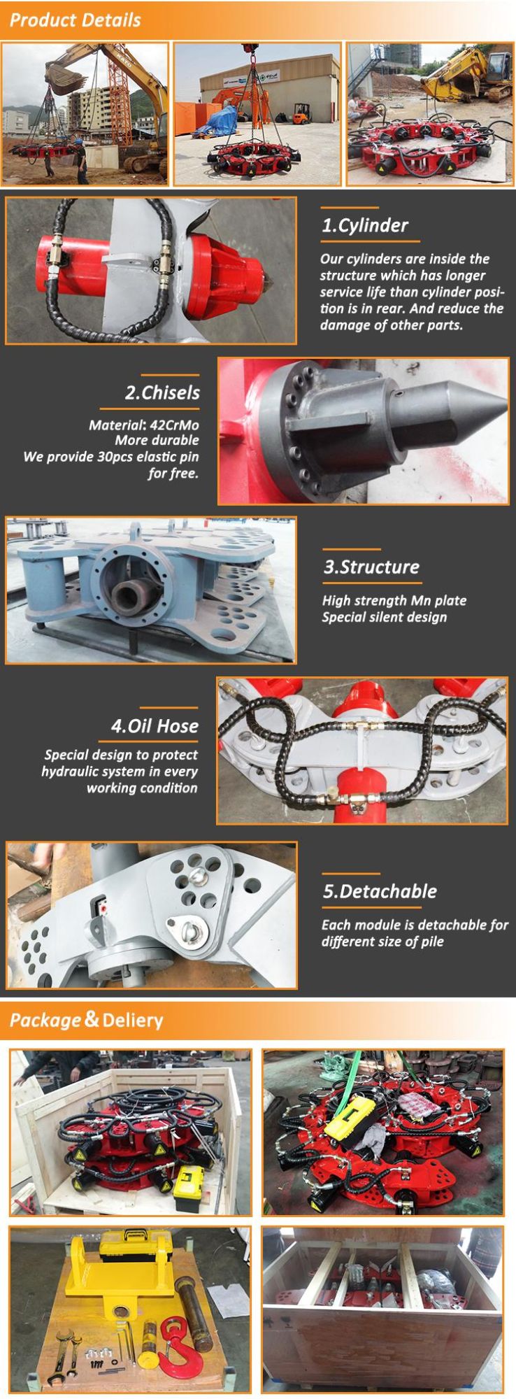 Concrete Round Piles Head Cutter, Hydraulic Pile Breaker, China Reliable Factory Manufacturer