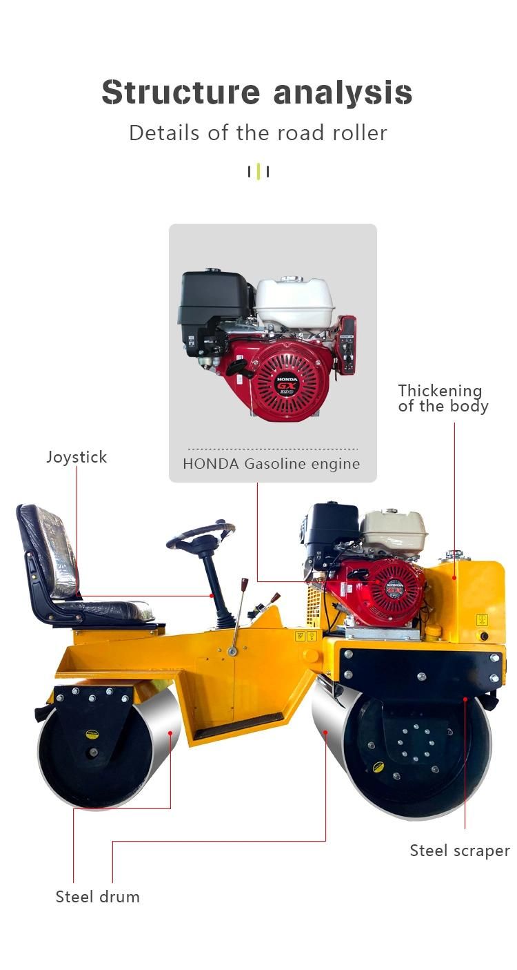 800kg Cheap Price Diesel Gasoline Power Vibratory Roller Compactor Europe
