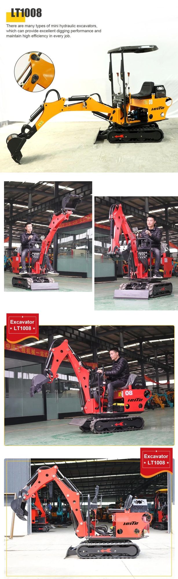 China Portable Mini Digger Hydraulic 800kg Micro Mini Bagger Crawler Excavator