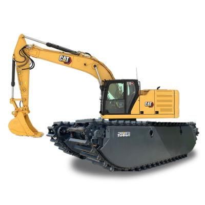 Cat 320d2 Marsh Buggy Excavator 20t Operating Weight Marsh Buggies Amphibious Excavator with Brand New Engine and Floating Pontoons