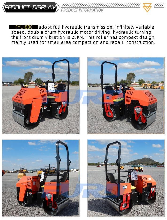 Hydraulic Double Drum 1 Ton Ride on Vibratory Road Roller