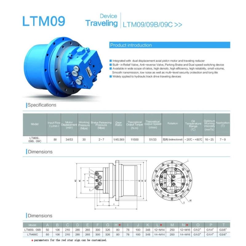TM09 Track Motor to Fit 7t~9t Crawler Machinery Yanmmar B07