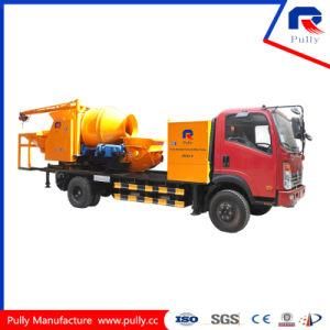 Truck Mounted Drum Style Concrete Mixing Pump with Batcher and Chassis