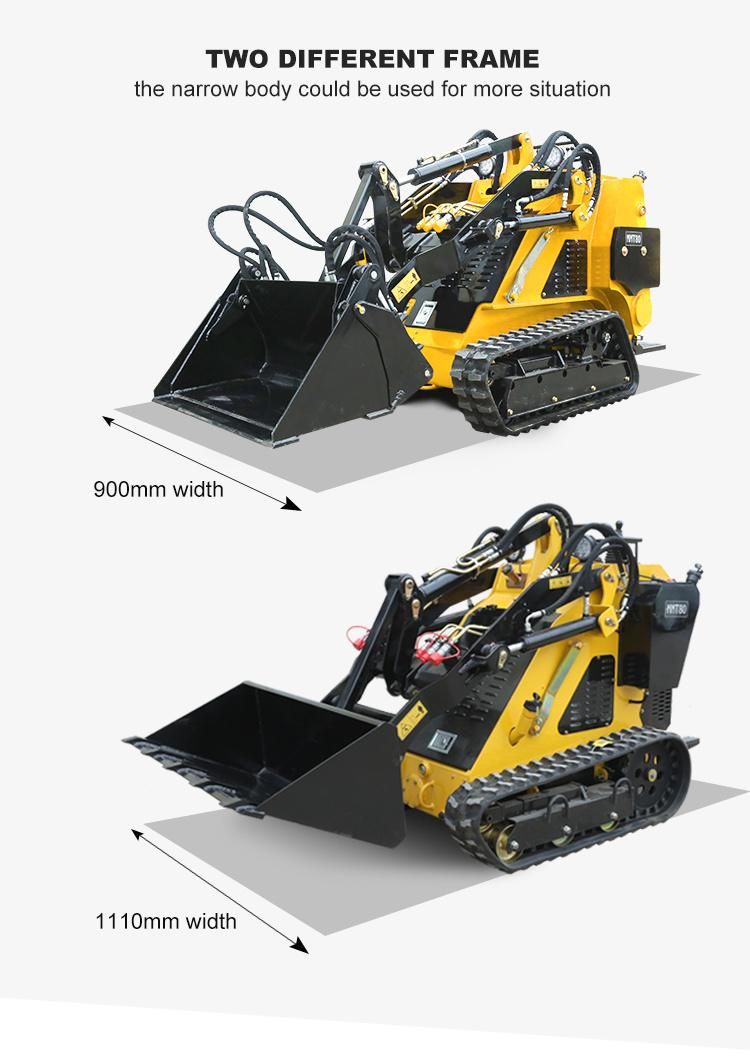 Powerful Quick Hitch Rubber Telescopic Crawler Petrol Teeth 4 in 1 Bucket Mini Skid Steer Loader