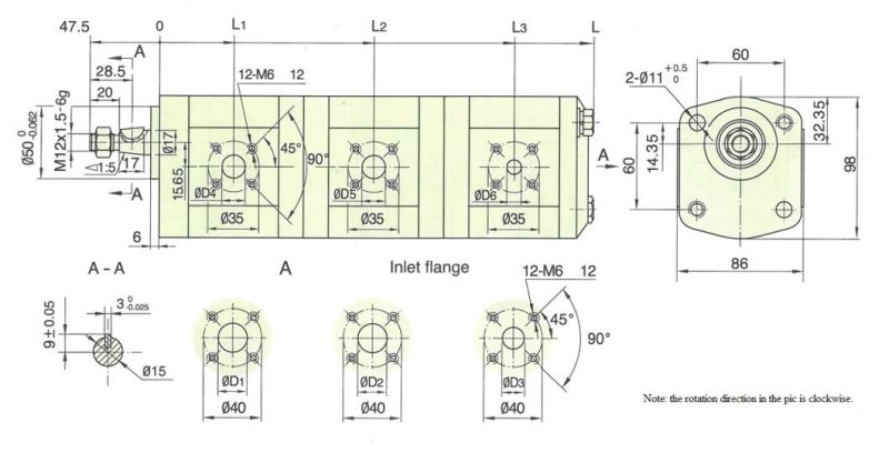 China Manufacturer Hydraulic Triple Gear Pump