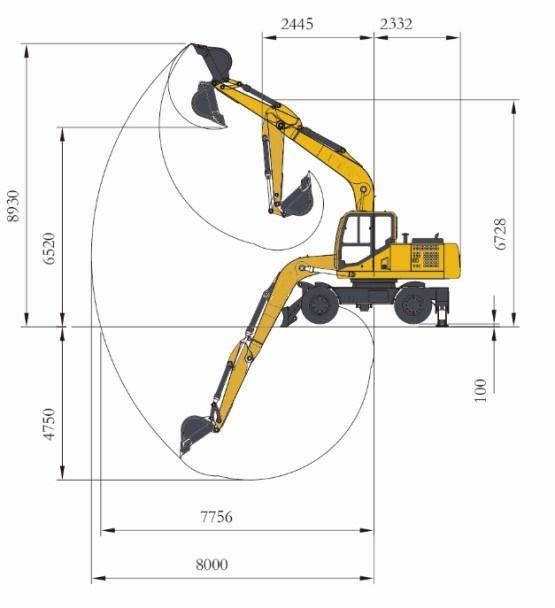 Luqing 15t Backhoe Mini Hydraulic Wheel Excavator with CE for Farm Garden Construction