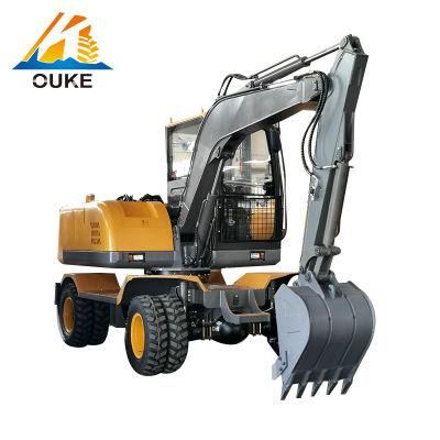 7.5t Mini Digger Wheel Bucket Excavator with Grapple for Sale in Malaysia