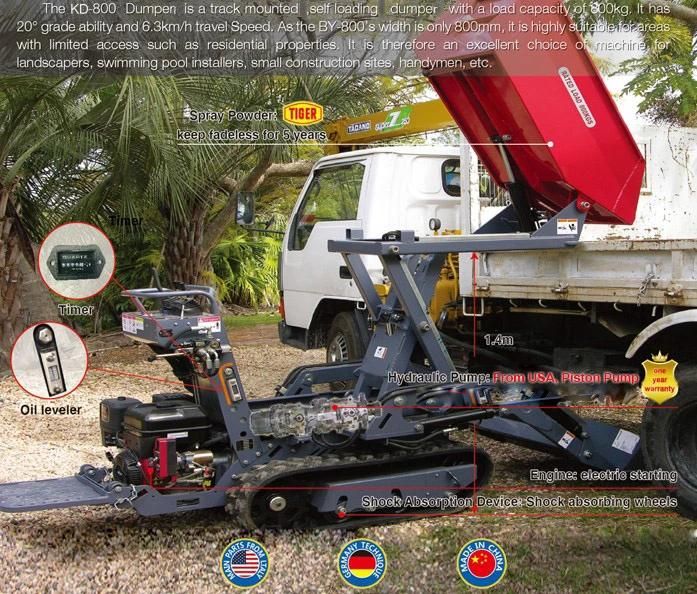Power Crawler Tractors Kd800 800kg Dumper