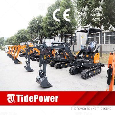 Optional Excavator Accessories 0.8 Ton 1 Ton 1.2 Ton 2 Ton Small Digger Hydraulic Bucket Crawler Mini Excavator with CE/EPA/Euro 5 Engine
