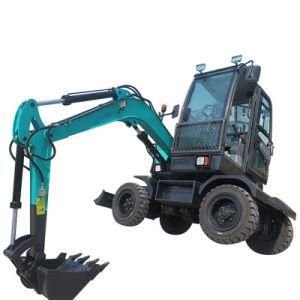12HP Diesel Engine Mini Wheel Excavator for Sale