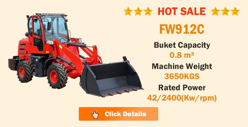 Easy Maintenance Compact Articulated 1.5t Backhoe Single Bucket Hydraulic Mini Wheel Loader for Farm, Small Engineering and Construction