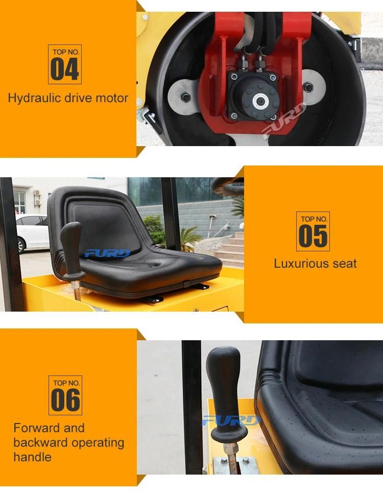 Double Drum Ride on Vibratory Roller Mini Asphalt Roller for Sale Fyl-860