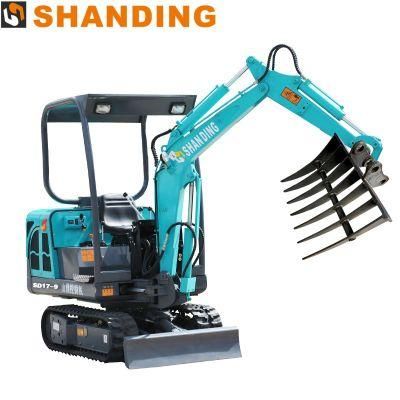 Chinese Cheap 1.6ton Mini Rubber Crawler Excavator for Sale