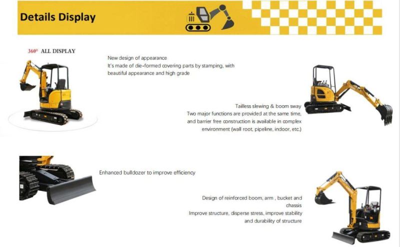 China Mini Excavator 2.5 Small Digger 1 Ton Excavator with Rubber Track