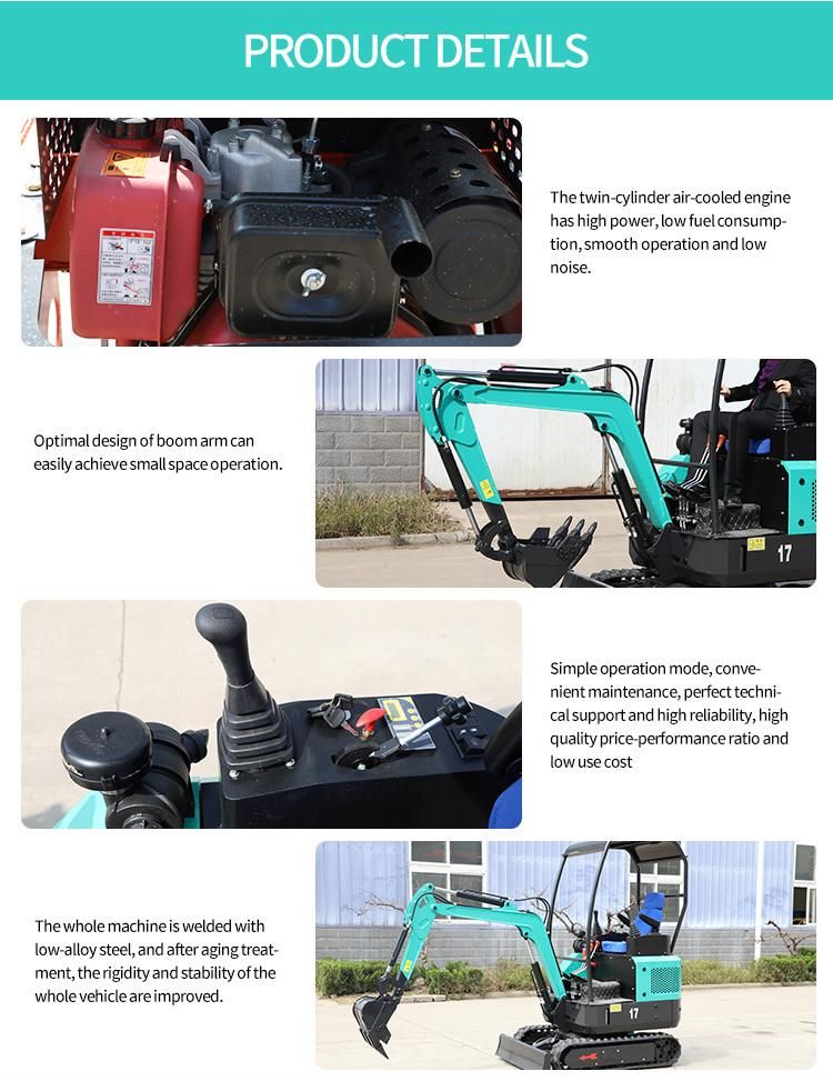 1 Ton 1.5 Ton 1.8ton Digger Mini Excavator with Attachment