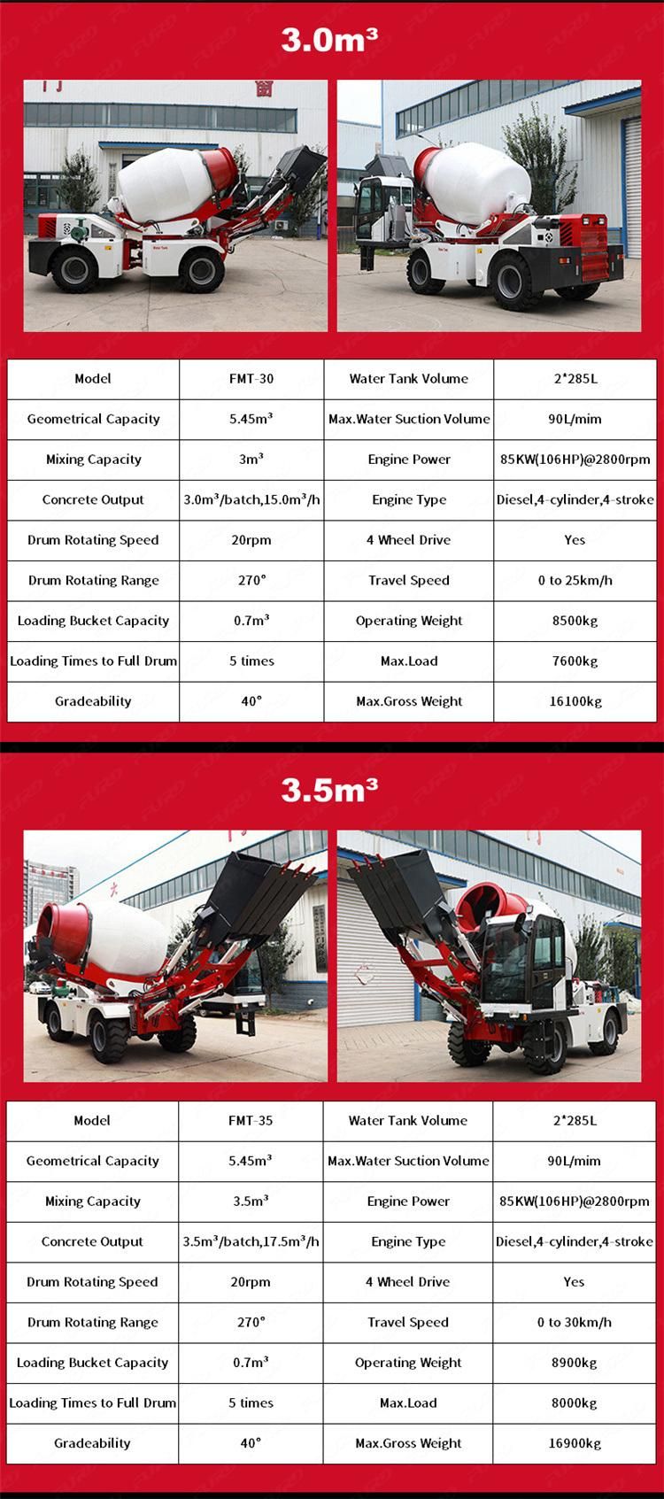 Self Loading Mini Concrete Mixer with Concrete Pump Mobile Trailer Fmt-35