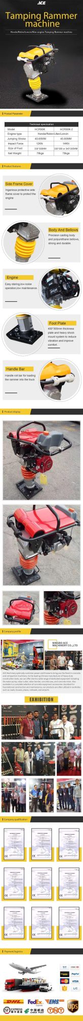 High Quality 5.5 HP Vibration Rammer Compactor Tamping Rammer Cheap Price