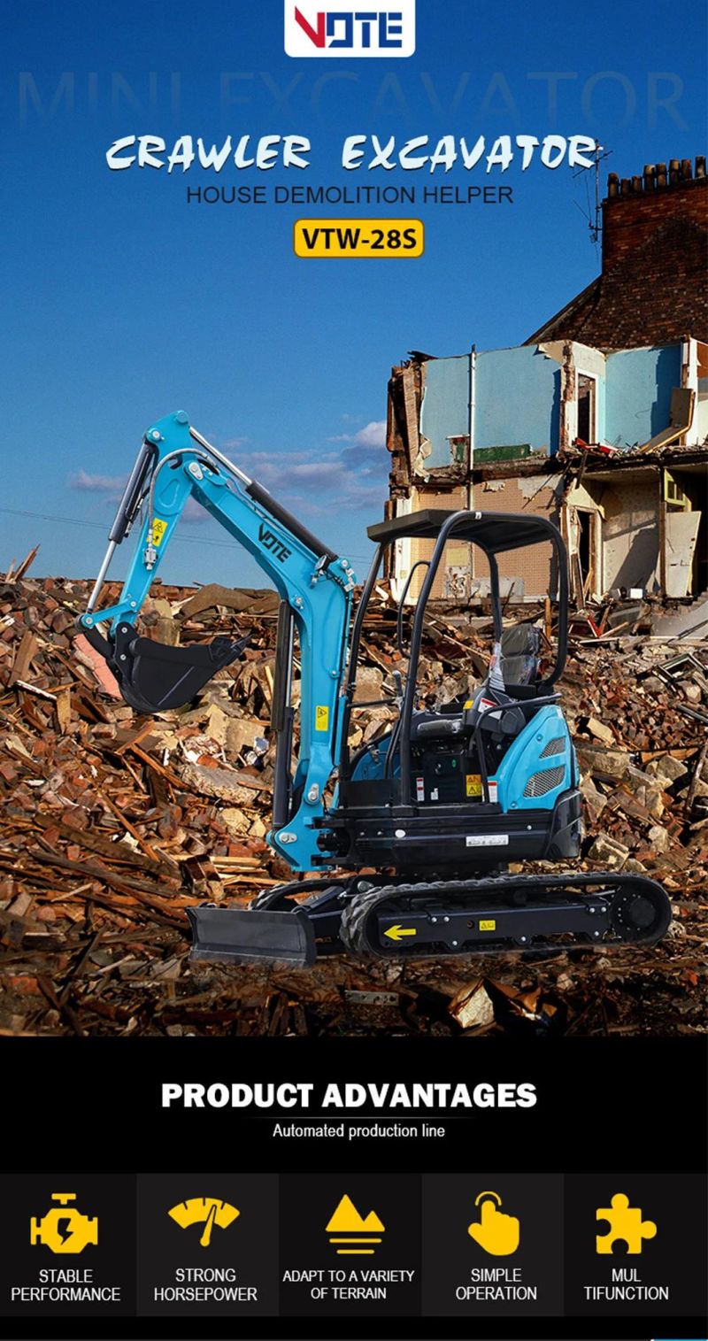 2.88 Ton Mini Excavator 0.11 Cbm Bucket Capacity Excavator Mini with Rubber Track