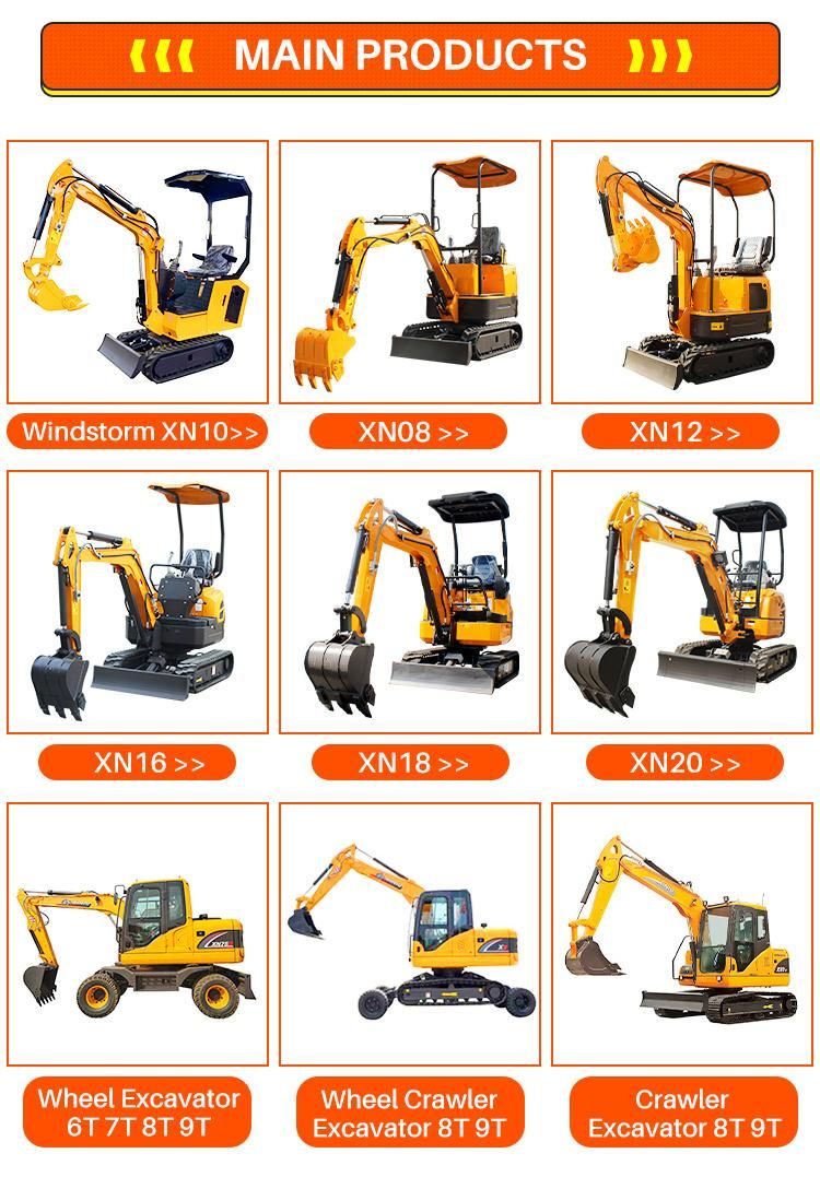 CE EPA China Small Hydraulic Excavators Mini Excavator 0.8 Ton 2 Ton 3 Ton 4 Ton 5 Ton 7 Ton Factory Cheaper Price for Mini Excavator Rubber Track for Sale