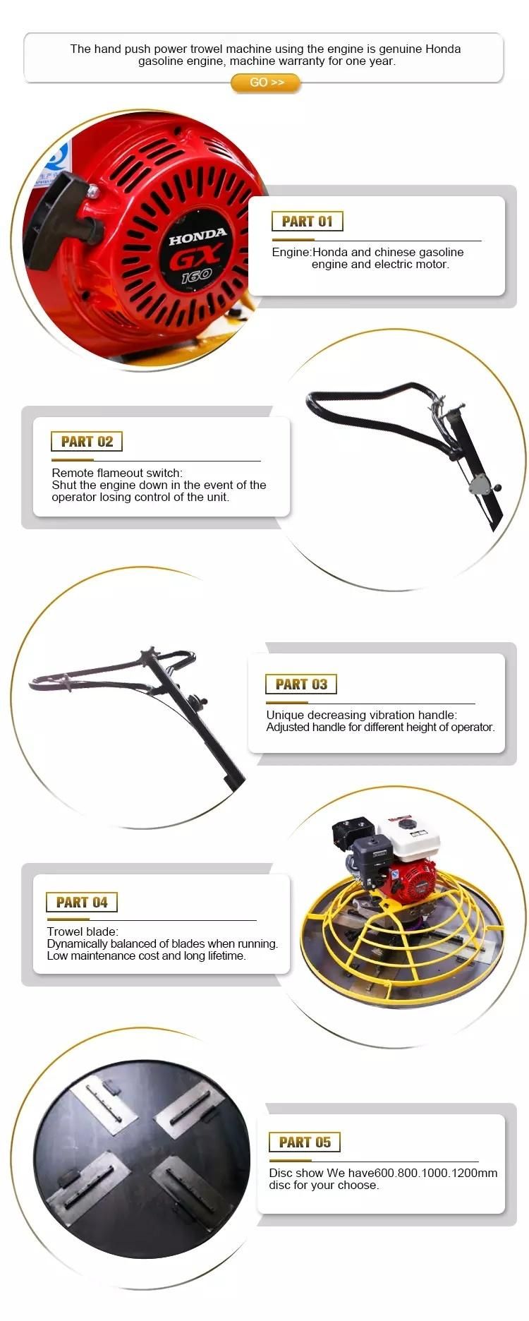 Factory Price Honda Gasoline Engine Cement Finishing Power Concrete Trowel