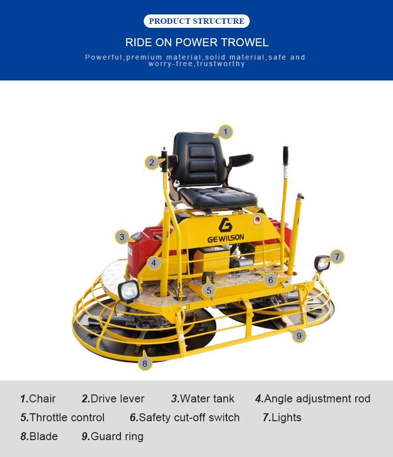 Concrete Ride on Power Trowel Leveling Screed Machine Supplier