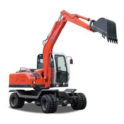 6ton Mechanical Transmission Wheel Digger Mini Excavators Backhoe Wheeled Excavator