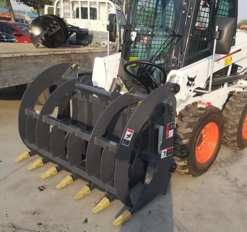 Skid Steer Root Rake Grapple Bucket Attachment for Sale