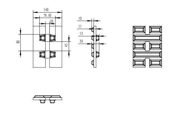 High Pulling Force Tractive Robot Rubber Track 140*80*33