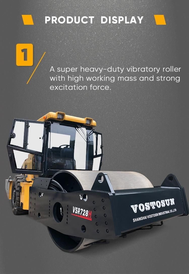 High Quality 28 Ton Ltc728CH Double Cylinder Steel Wheel Compactor for Road Construction