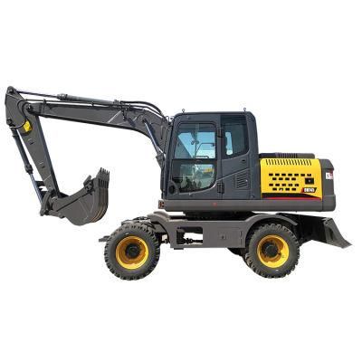 China New Wheel Excavator Micro Digger 5ton 7ton with Optional Attachment