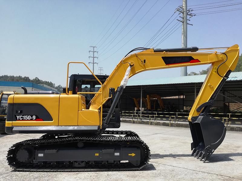 Yuchai Yc150-9 Boom Swing Hydraulic Crawler Excavator with Open Cabin