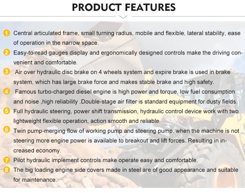 Fully Hydraulic Front End Loader Brands 5ton Loader Max Wheel Loader for Sale