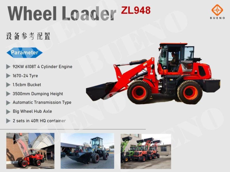 Bueno Brand New Strong Wheel Loader (ZL920) with CE Certificate