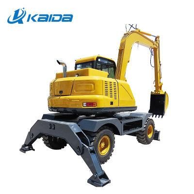 Famous Brand Hydraulic Walking Motor China Wheeled Excavator 7.8 Ton with Cab