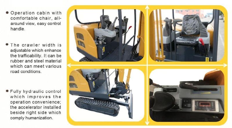 Road Construction Equipments 1.6 Ton Crawler Mini Excavator