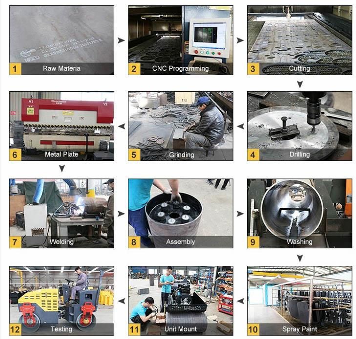 Road Making Heavy Machinery Road Roller 630kg CE Diesel Vibratory Roller Compactor Roller with Wheel Drum Parts