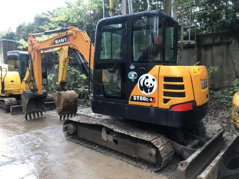 Used Sanyy Sy60c Crawler Excavator with Hydraulic Breaker Line and Hammer in Good Condition