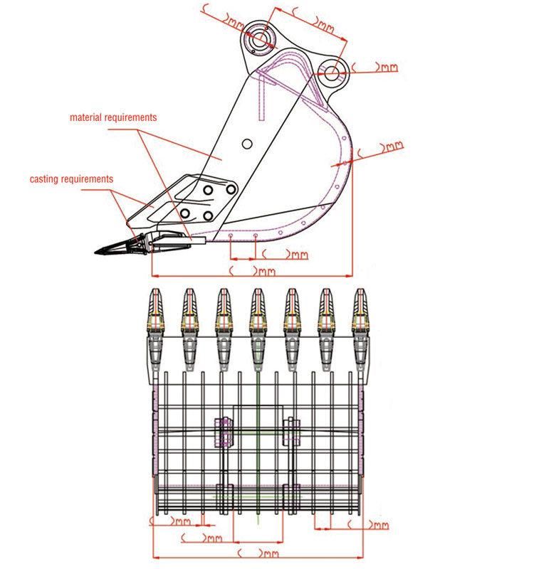 Skeleton Screening Bucket Excav with Bucket Teeth for Excavator