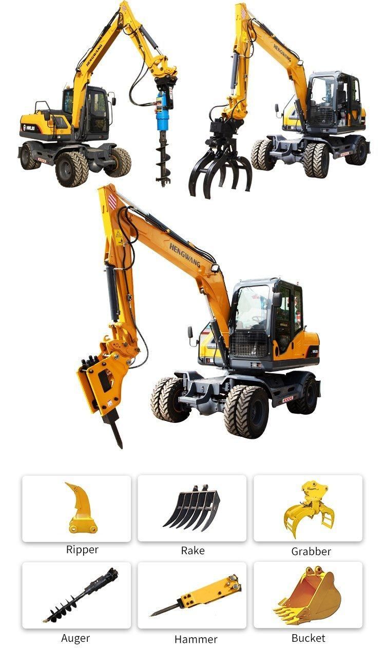 Hot Sell Multifunction 7.2ton Wheel Excavator with 0.28cbm Bucket Capacity