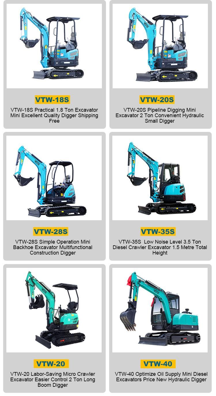 Mini Excavator Farming Machinery Good Replacement of Vtw-26s 2.0 Ton 2.5 Ton 2.6 Ton 3.0 Ton Small Digger for Green Houses
