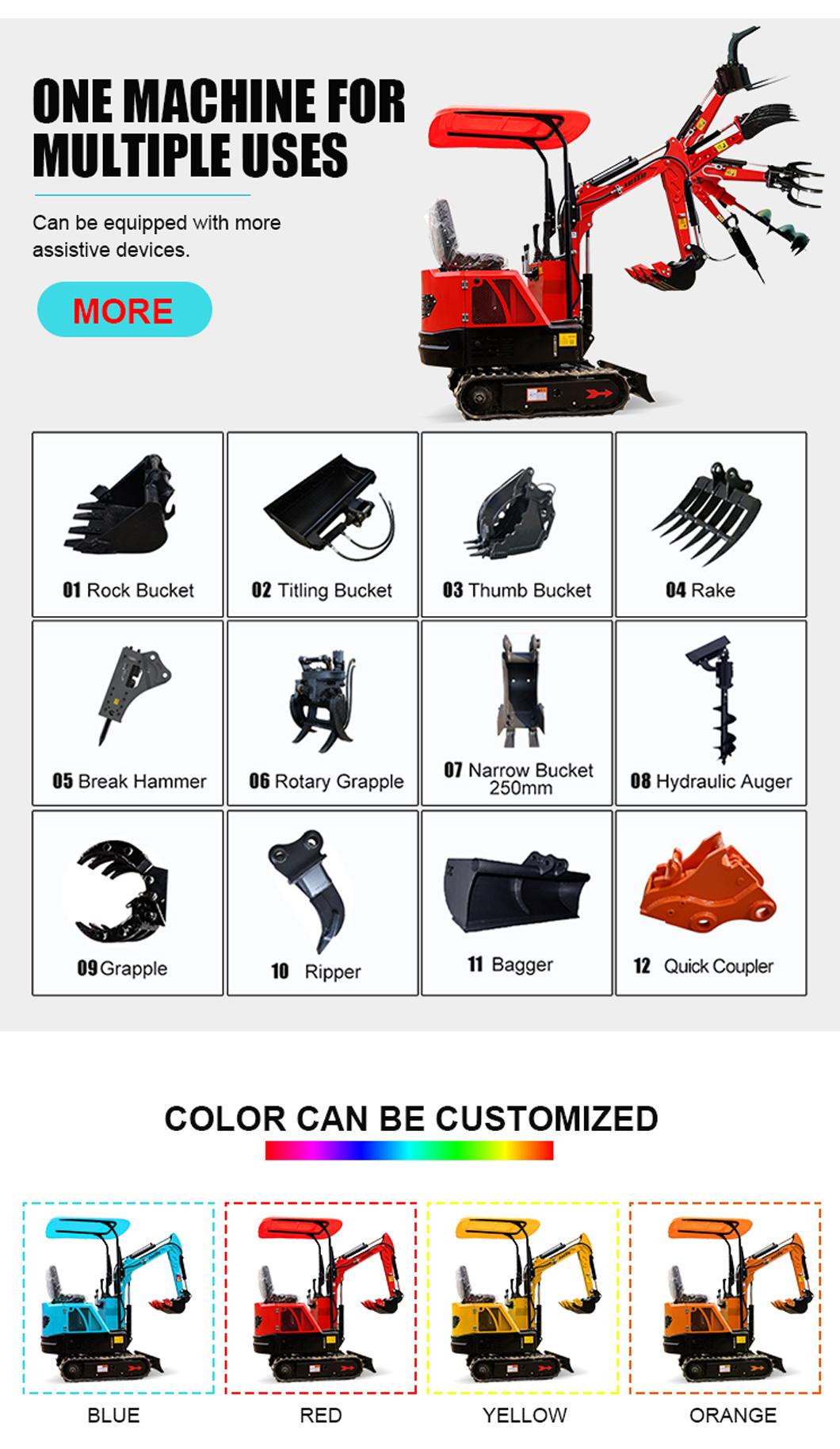 Farm Garden China Cheap 0.8 Ton - 3.0 Ton New Mini Excavator Small Digger with Attachments Household