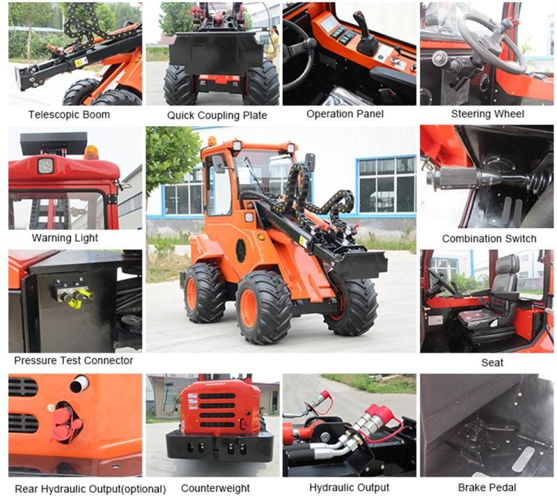 Professional Mini Wheel Loader Compact 850kg Payload Telescopic Wheel Loader