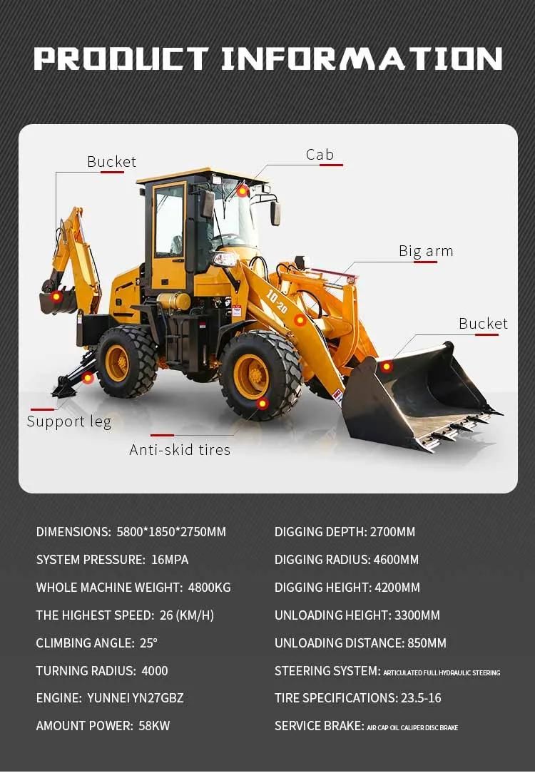 65kw 4700kg Jindingli Mini Small Backhoe Loader Cheap Price From China Jdl30-35