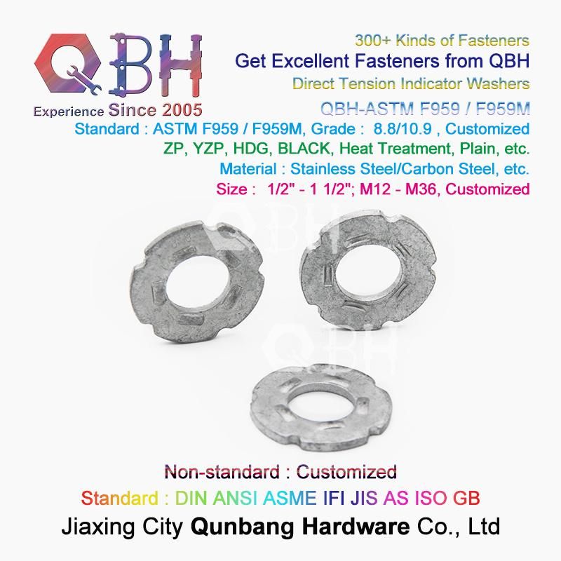 Qbh Customized OEM ODM ASTM F959 F959m Direct Tension Indicator Dacromet Black HDG Zp Yzp Plain Geomet Heat Treatment Washers Shims for A325 / A490 Bolt