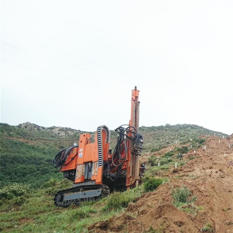 Mountain Slope Rock Borehole Drilling Rig Use for Solar Project